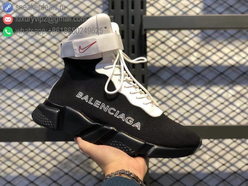 Balenciaga Speed knit Mid Unisex Sneakers Whte Black Black